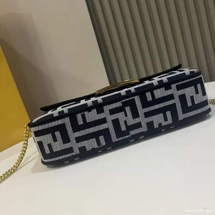 Affordable Fendi Mini FF Baguette In Black Fabric Motif Bag 0323 HOT SALE